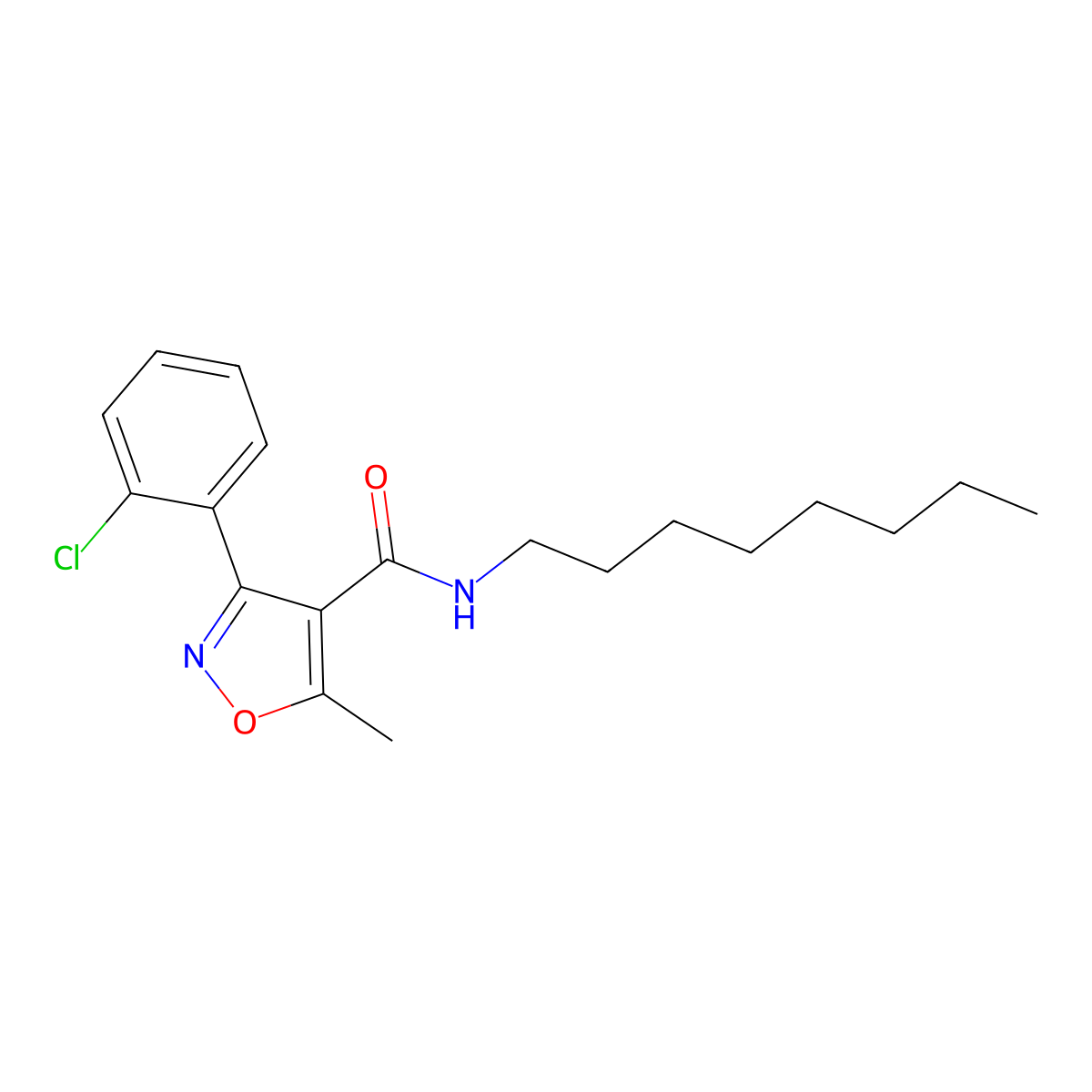 3-(2-chlorophenyl)-5-methyl-N-octyl-1,2-oxazole-4-carboxamide molecular structure, CAS 543715-03-3