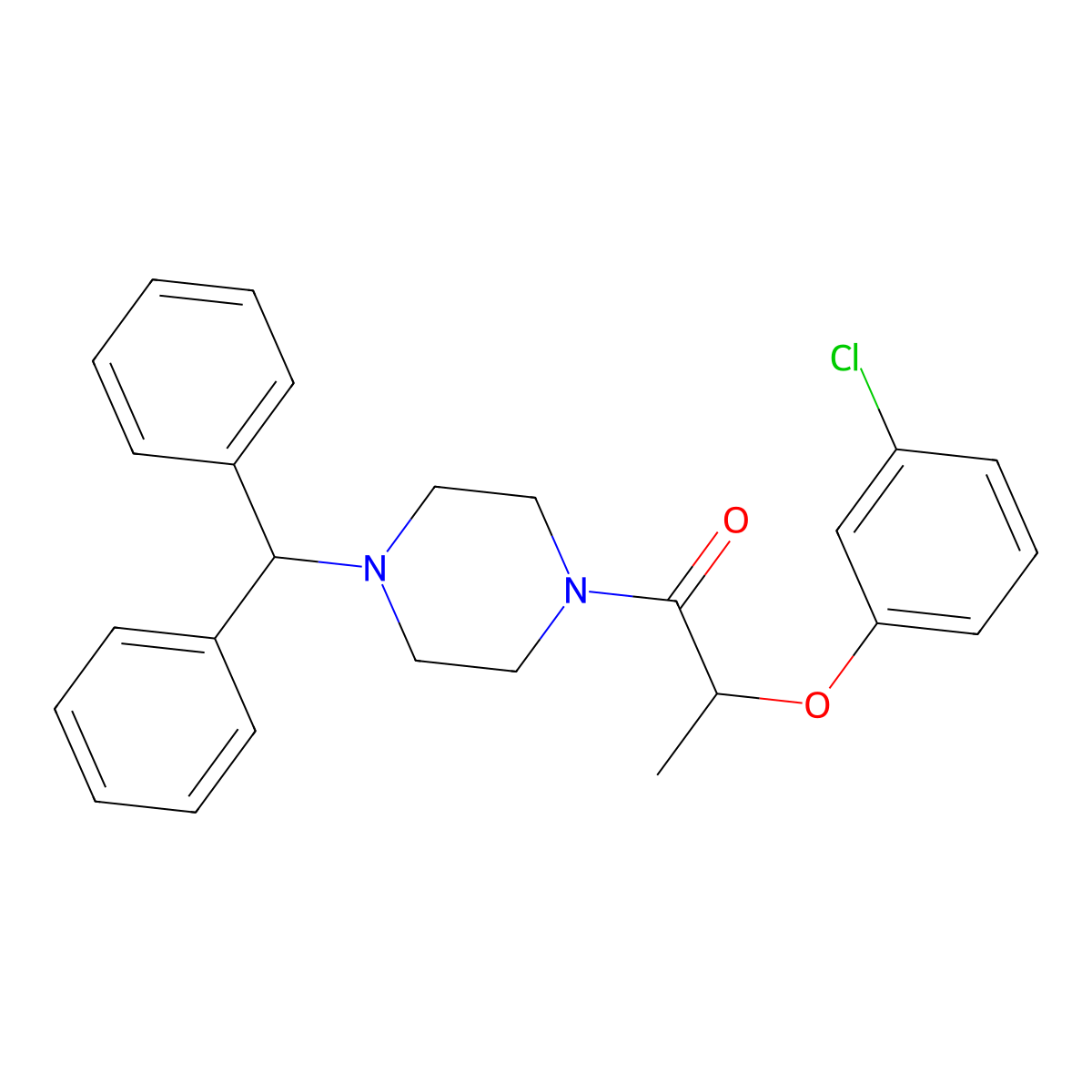 1-(4-Benzhydrylpiperazin-1-yl)-2-(3-chlorophenoxy)propan-1-one molecular structure, CAS 543716-80-9