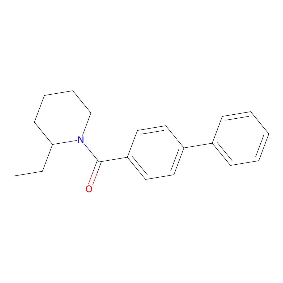 Biphenyl-4-yl(2-ethylpiperidin-1-yl)methanone molecular structure, CAS 543716-93-4