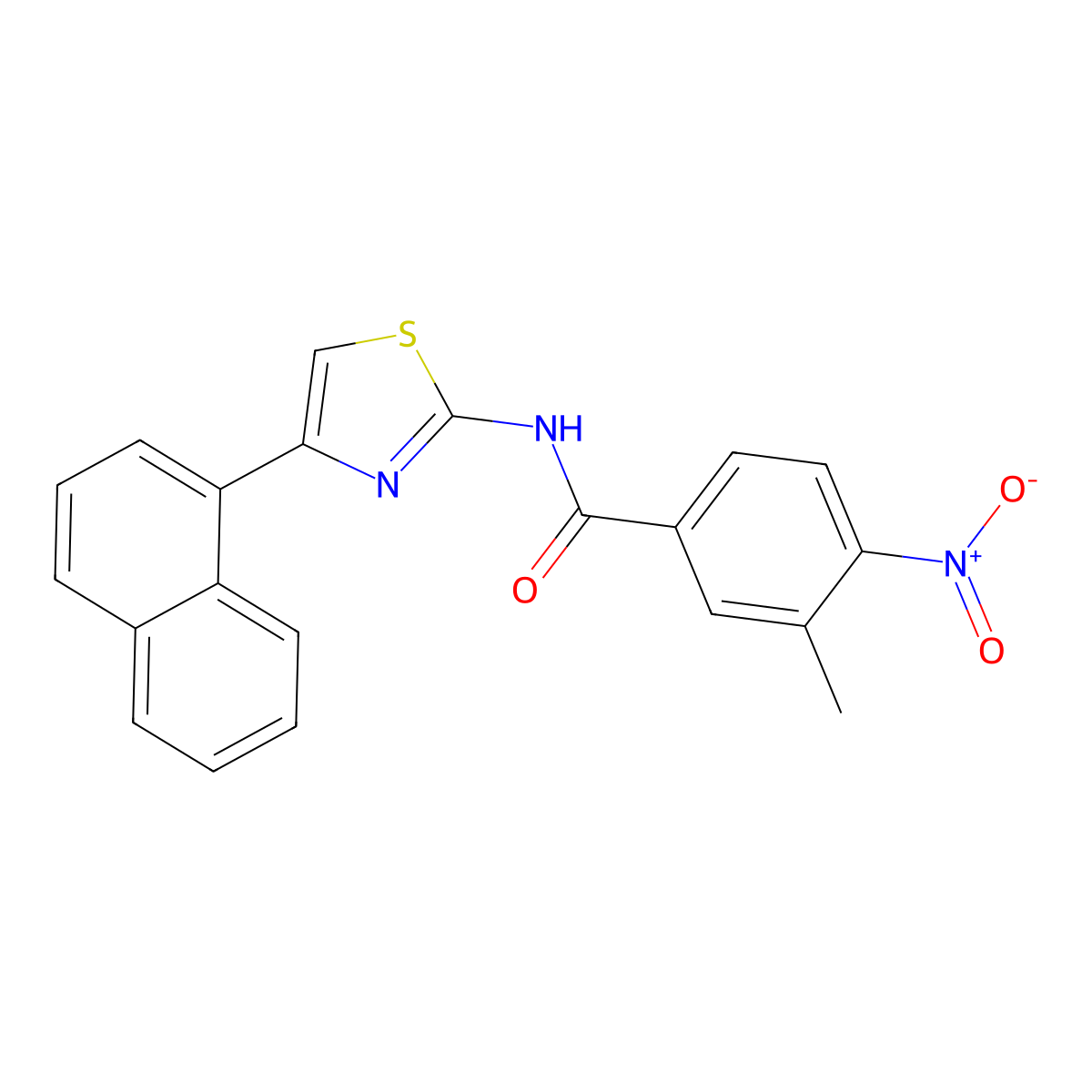 3-methyl-N-(4-naphthalen-1-yl-1,3-thiazol-2-yl)-4-nitrobenzamide molecular structure, CAS 543717-18-6