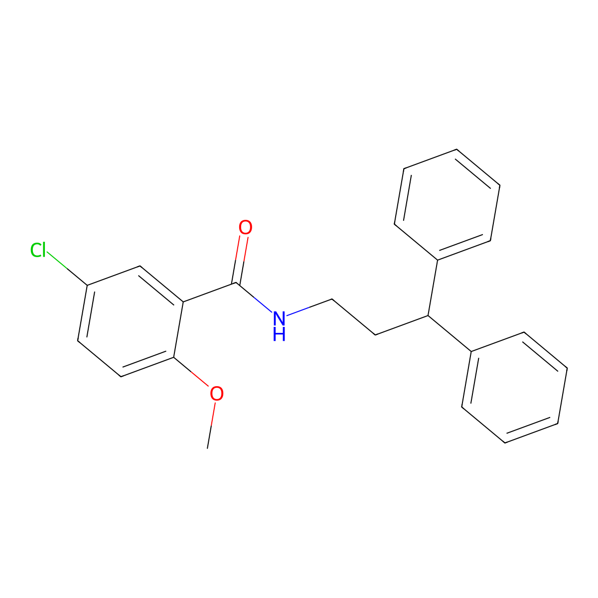 5-chloro-N-(3,3-diphenylpropyl)-2-methoxybenzamide molecular structure, CAS 543718-04-3