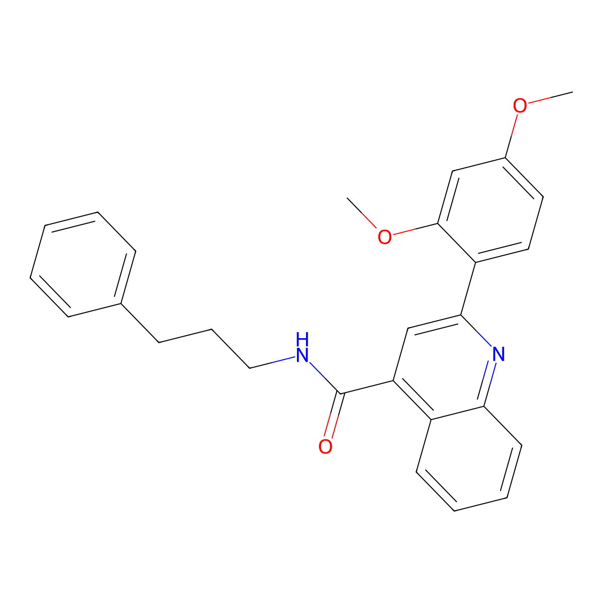 2-(2,4-dimethoxyphenyl)-N-(3-phenylpropyl)quinoline-4-carboxamide molecular structure, CAS 543718-98-5
