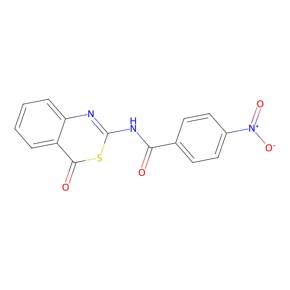 4-nitro-N-(4-oxo-4H-3,1-benzothiazin-2-yl)benzamide molecular structure, CAS 543721-05-7