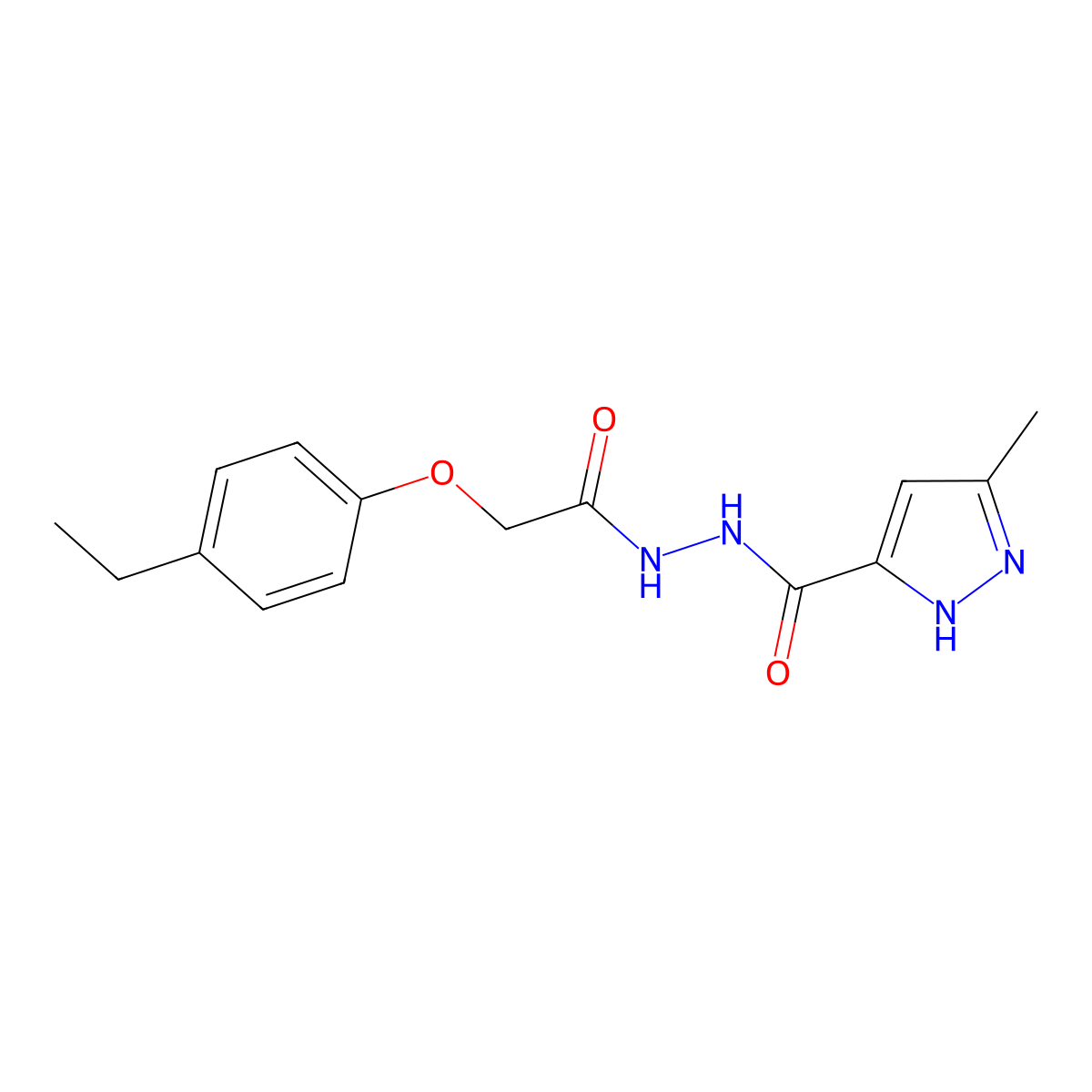 N'-[(4-ethylphenoxy)acetyl]-3-methyl-1H-pyrazole-5-carbohydrazide molecular structure, CAS 543721-31-9
