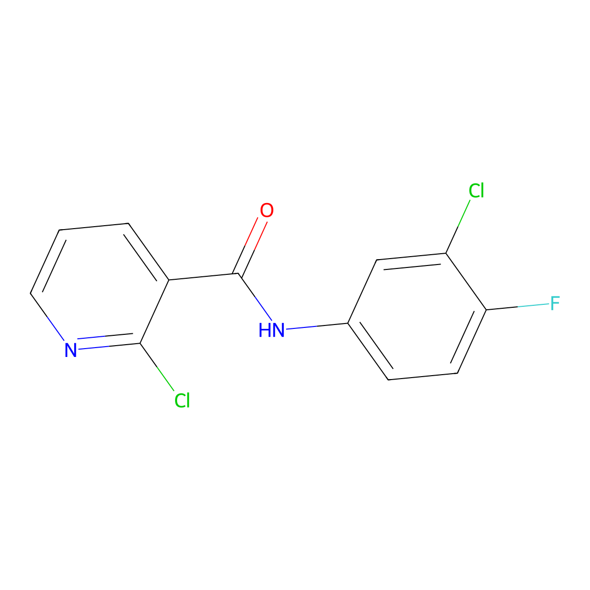 2-Chloro-N-(3-chloro-4-fluorophenyl)nicotinamide molecular structure, CAS 543721-72-8