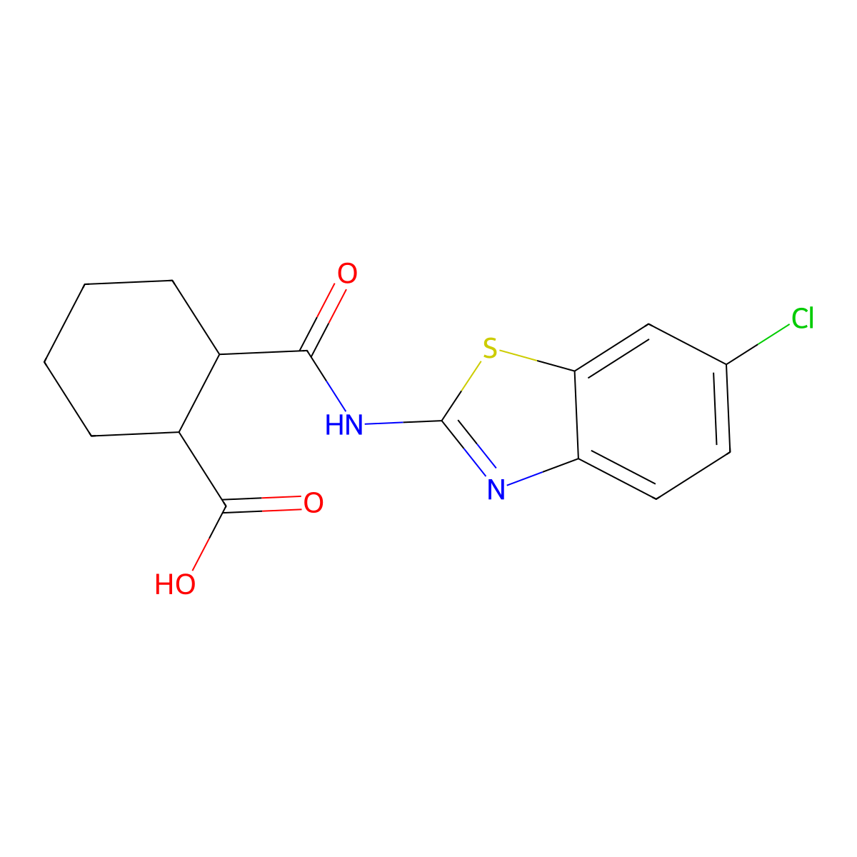 2-[(6-Chloro-1,3-benzothiazol-2-yl)carbamoyl]cyclohexanecarboxylic acid molecular structure, CAS 543722-59-4