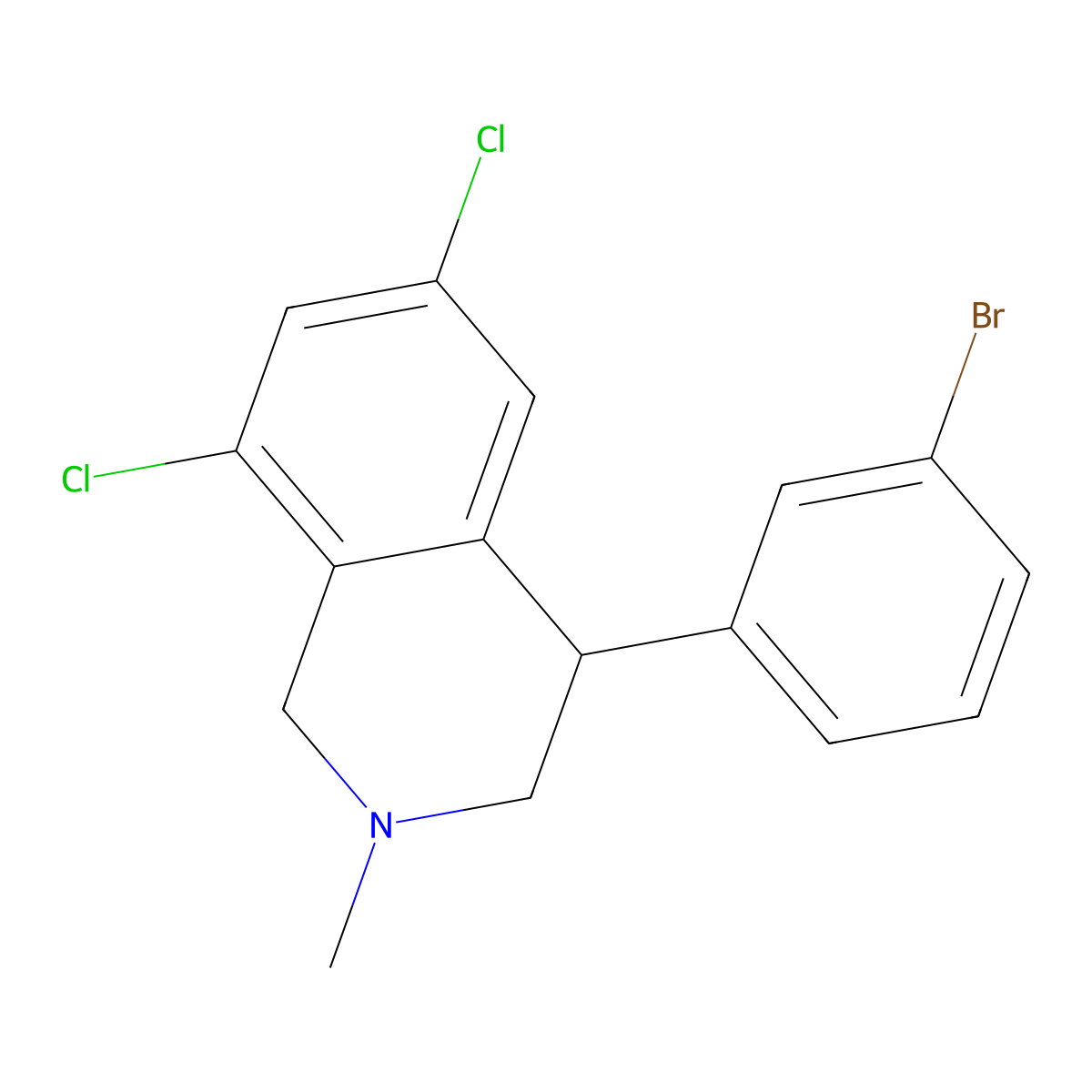 4-(3-Bromophenyl)-6,8-dichloro-2-methyl-1,2,3,4-tetrahydroisoquinoline molecular structure, CAS 543737-10-6