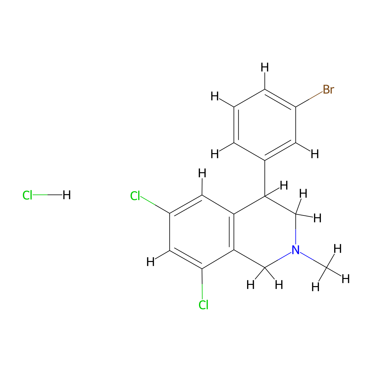 4-(3-Bromophenyl)-6,8-dichloro-2-methyl-1,2,3,4-tetrahydroisoquinoline hydrochloride molecular structure, CAS 543739-81-7