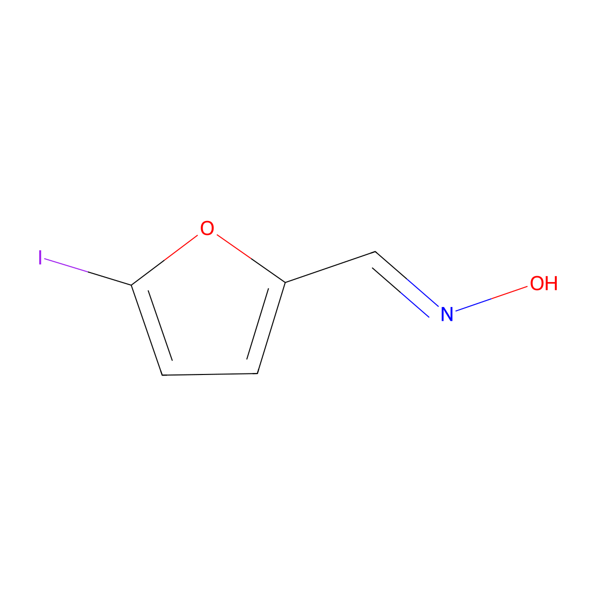 N-[(5-Iodofuran-2-yl)methylidene]hydroxylamine molecular structure, CAS 54376-28-2