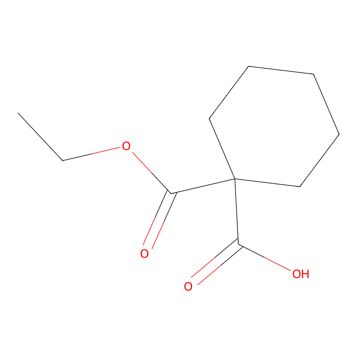 1,1-Cyclohexanedicarboxylic acid 1-ethyl ester molecular structure, CAS 54379-17-8