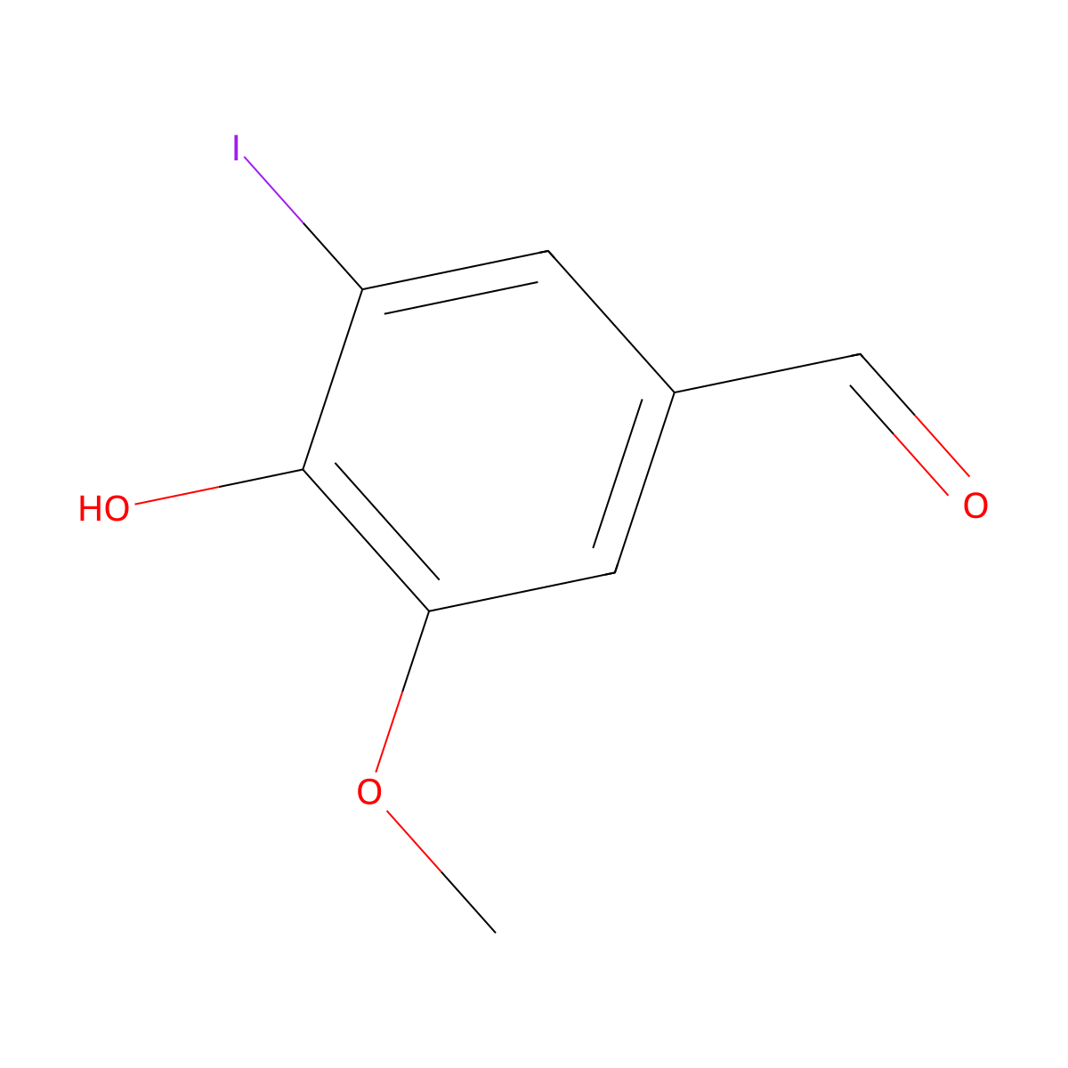 Benzaldehyde, 4-hydroxy-3-iodo-5-methoxy- molecular structure, CAS 5438-36-8