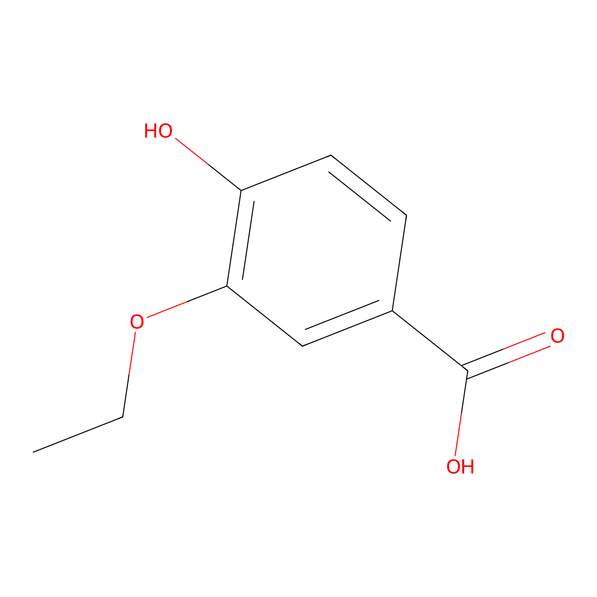 3-Ethoxy-4-hydroxybenzoic acid molecular structure, CAS 5438-38-0