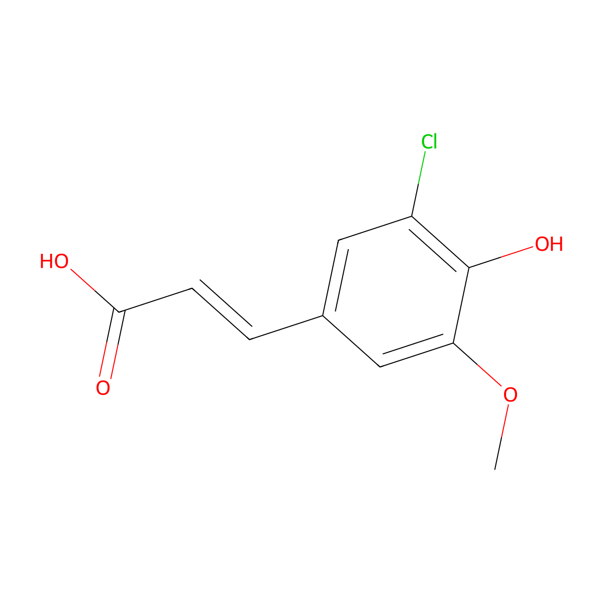 3-(3-Chloro-4-hydroxy-5-methoxy-phenyl)prop-2-enoic acid molecular structure, CAS 5438-40-4