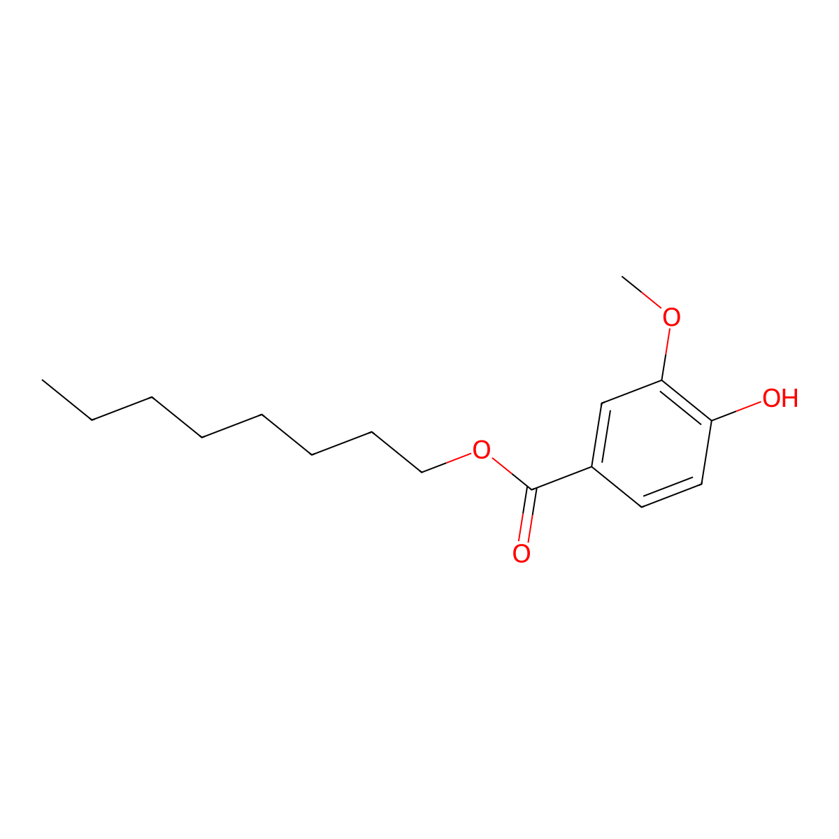 Octyl 4-hydroxy-3-methoxybenzoate molecular structure, CAS 5438-62-0