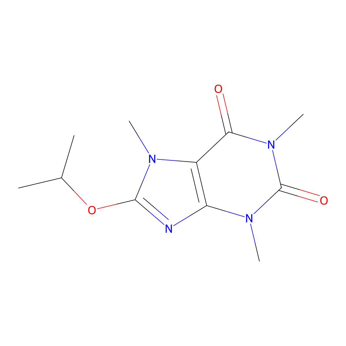 1,3,7-Trimethyl-8-(propan-2-yloxy)-3,7-dihydro-1h-purine-2,6-dione molecular structure, CAS 5438-73-3