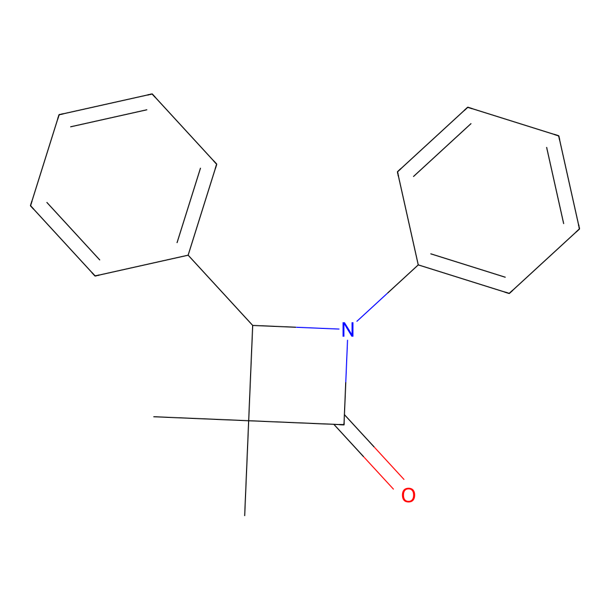 3,3-Dimethyl-1,4-diphenyl-2-azetidinone molecular structure, CAS 5438-81-3