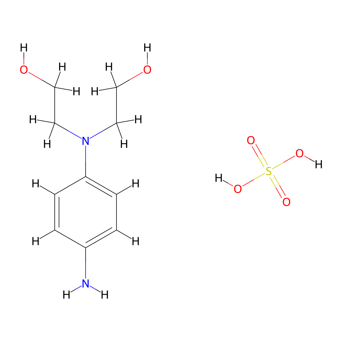 N,N-Bis(2-hydroxy)-p-phenylenediamine sulfate molecular structure, CAS 54381-16-7