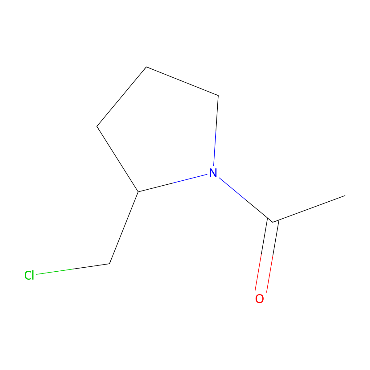 1-[2-(Chloromethyl)pyrrolidin-1-yl]ethan-1-one molecular structure, CAS 54385-06-7