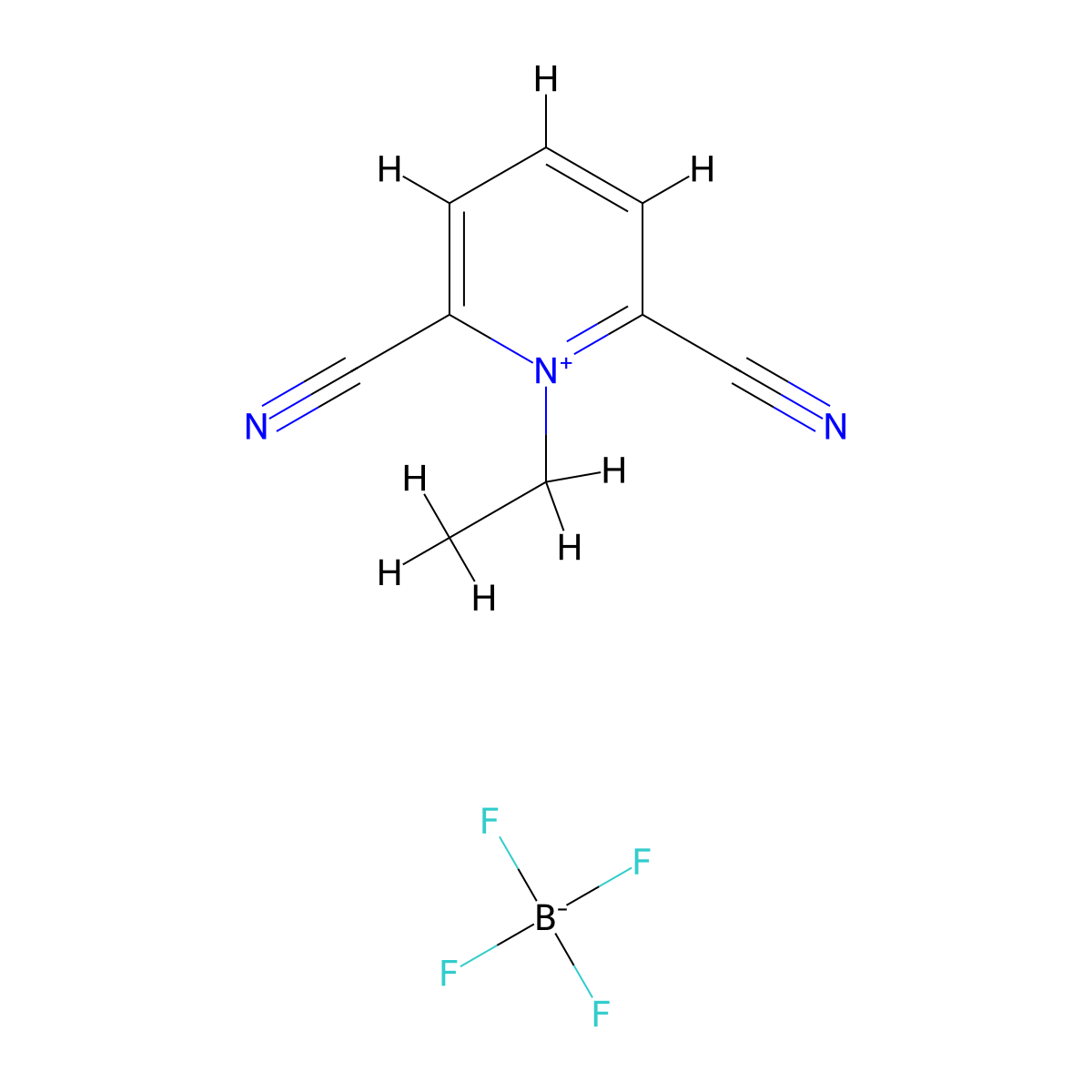 2,6-Dicyano-1-ethylpyridin-1-ium tetrafluoroborate molecular structure, CAS 54387-66-5