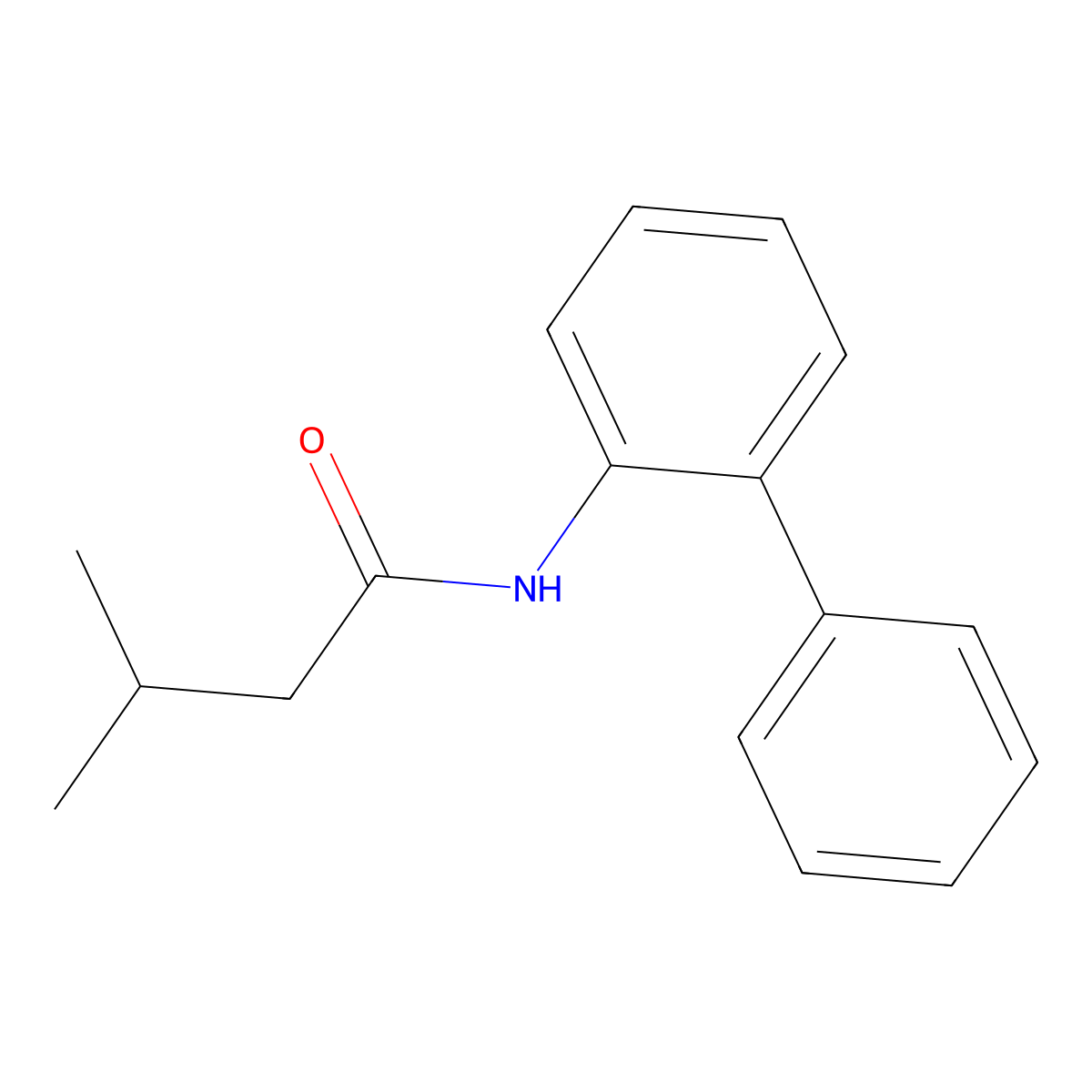 n-(Biphenyl-2-yl)-3-methylbutanamide molecular structure, CAS 5439-23-6