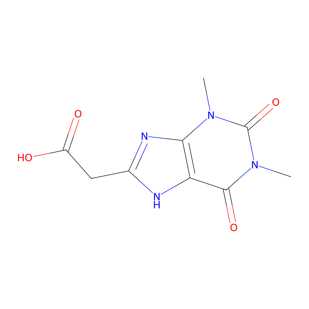 Theophylline-8-acetic acid molecular structure, CAS 5439-51-0