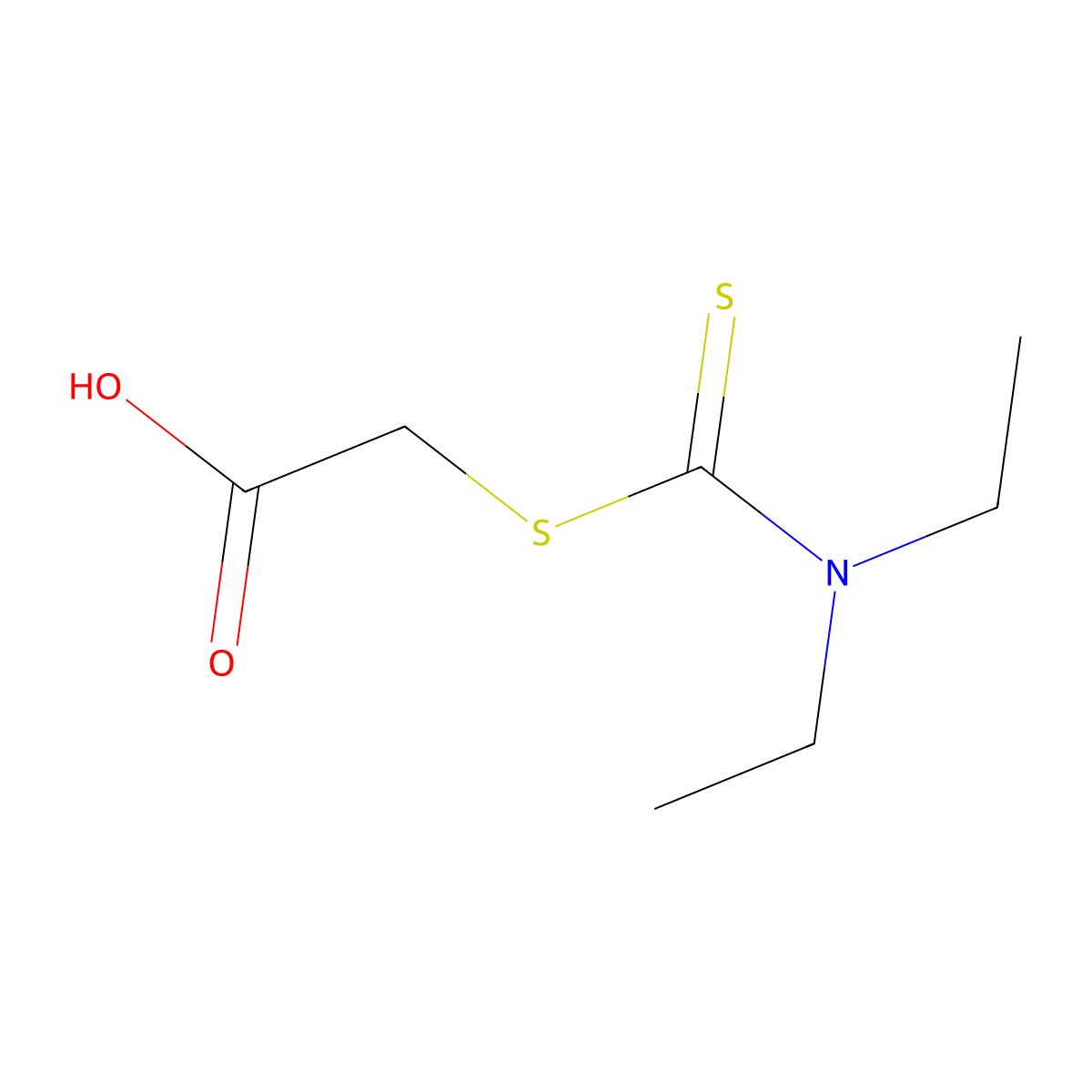 (((Diethylamino)thioxomethyl)thio)acetic acid molecular structure, CAS 5439-93-0