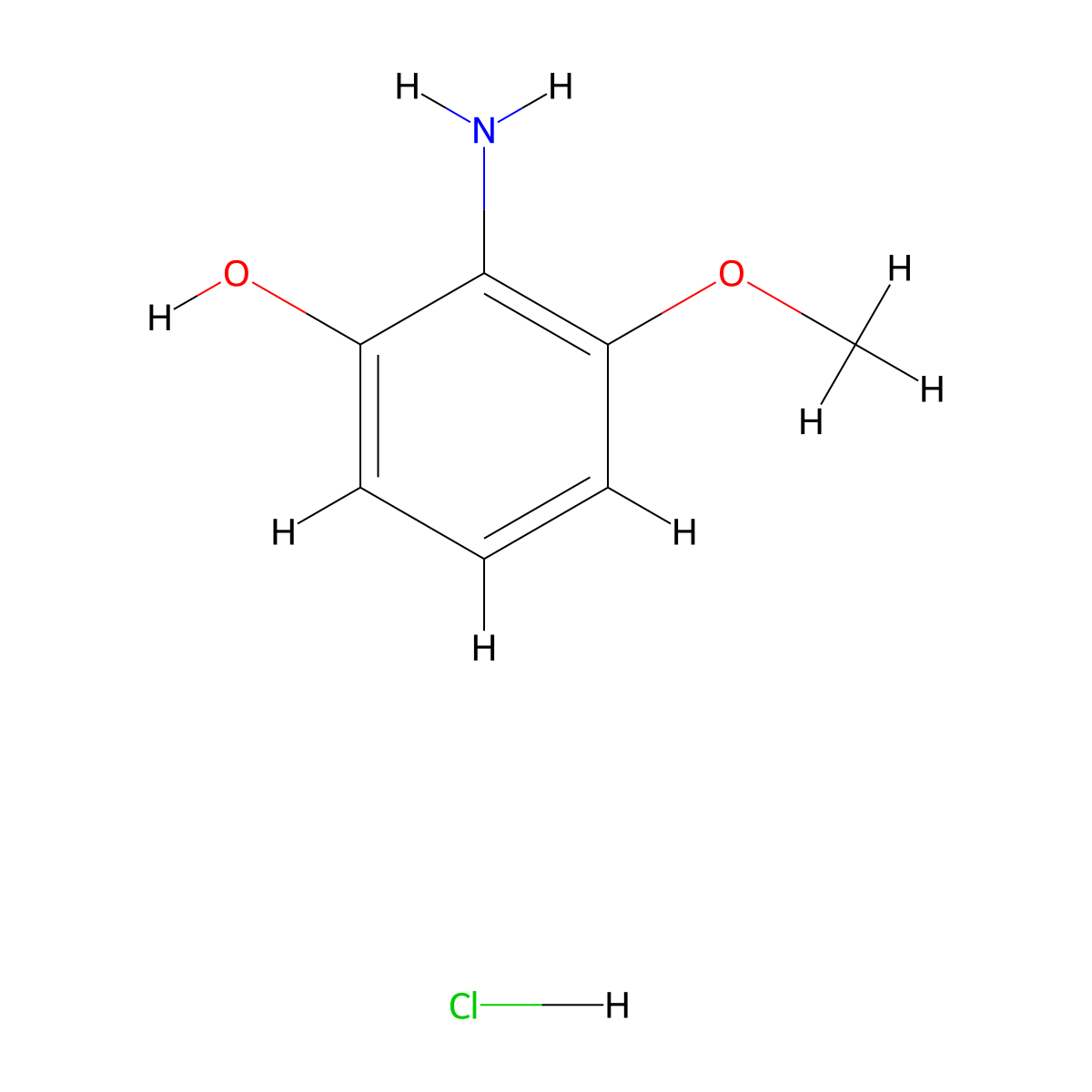 2-Amino-3-methoxyphenol hydrochloride molecular structure, CAS 54390-59-9