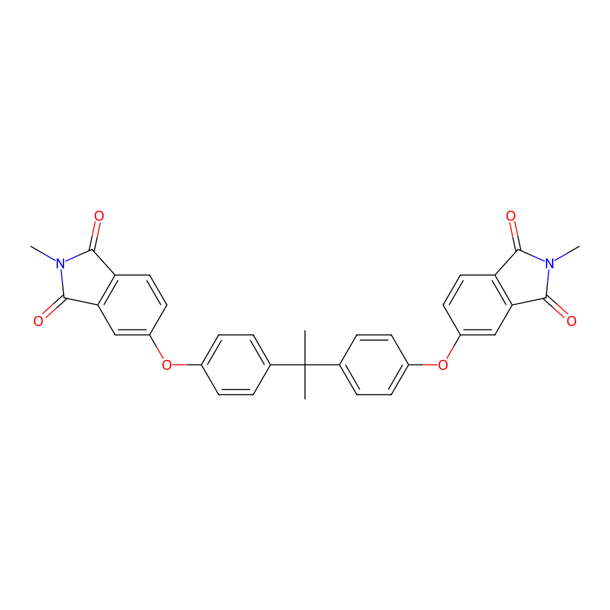 5,5'-((1-Methylethylidene)bis(4,1-phenyleneoxy))bis(2-methyl-1H-isoindole-1,3(2H)-dione) molecular structure, CAS 54395-52-7