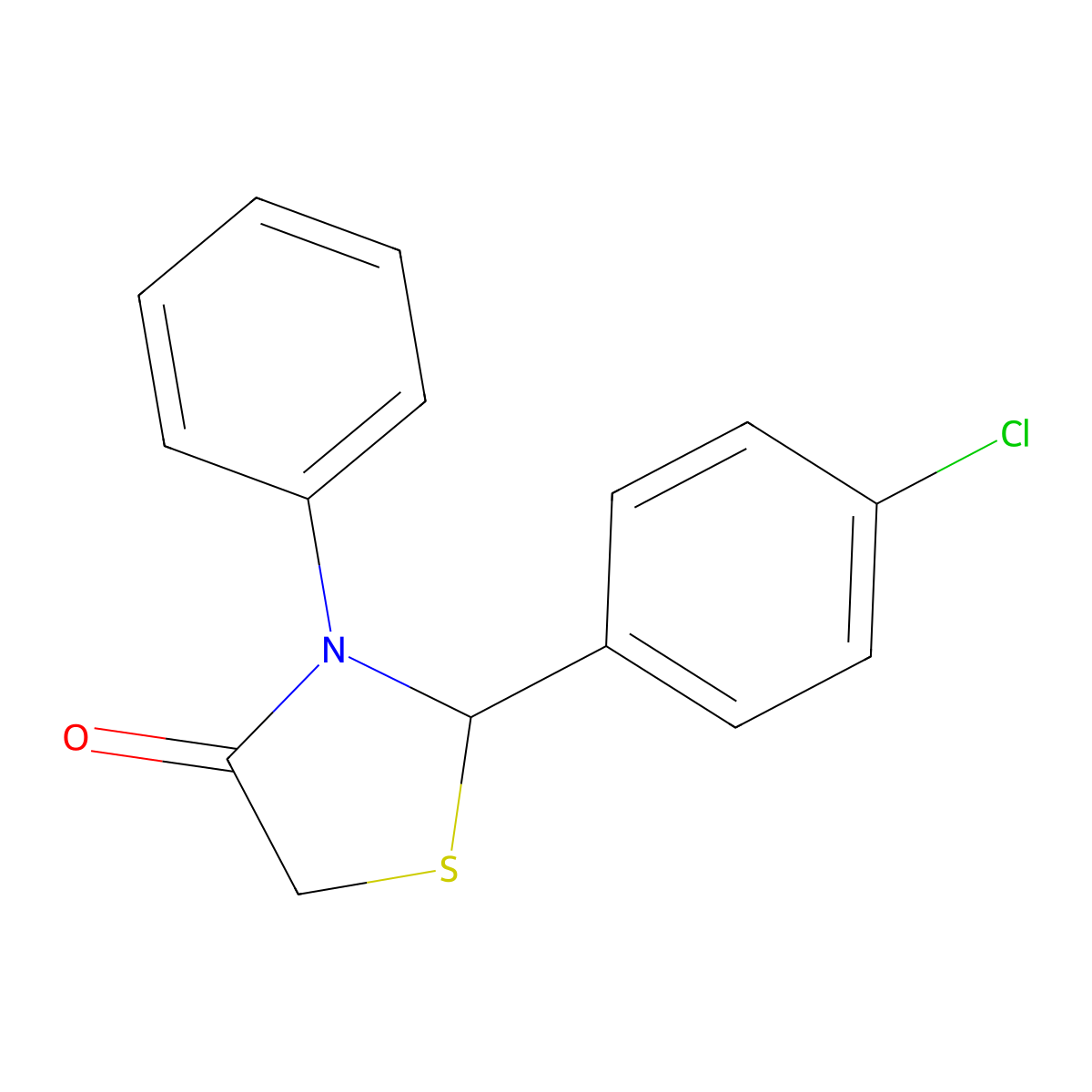 2-(4-Chlorophenyl)-3-phenyl-1,3-thiazolidin-4-one molecular structure, CAS 54397-10-3