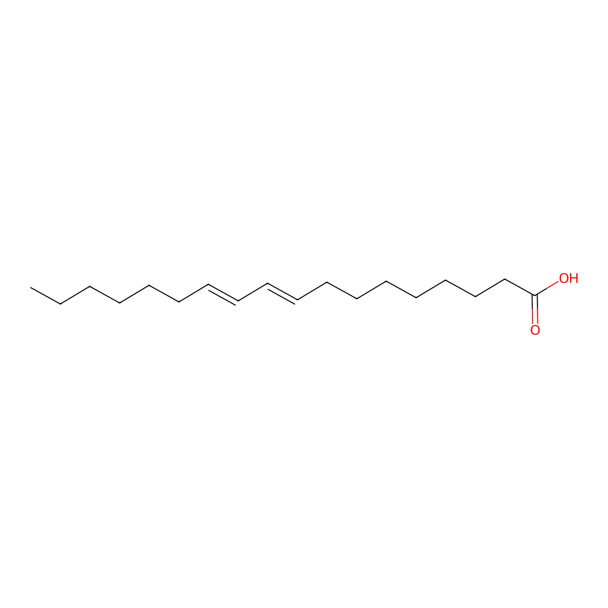 Isolinoleic acid molecular structure, CAS 544-71-8