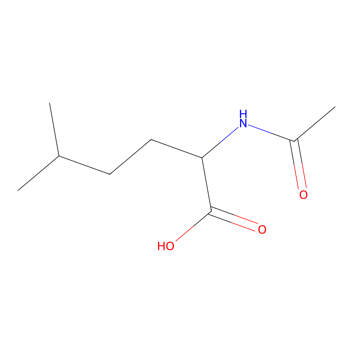 2-Acetamido-5-methylhexanoic acid molecular structure, CAS 5440-33-5