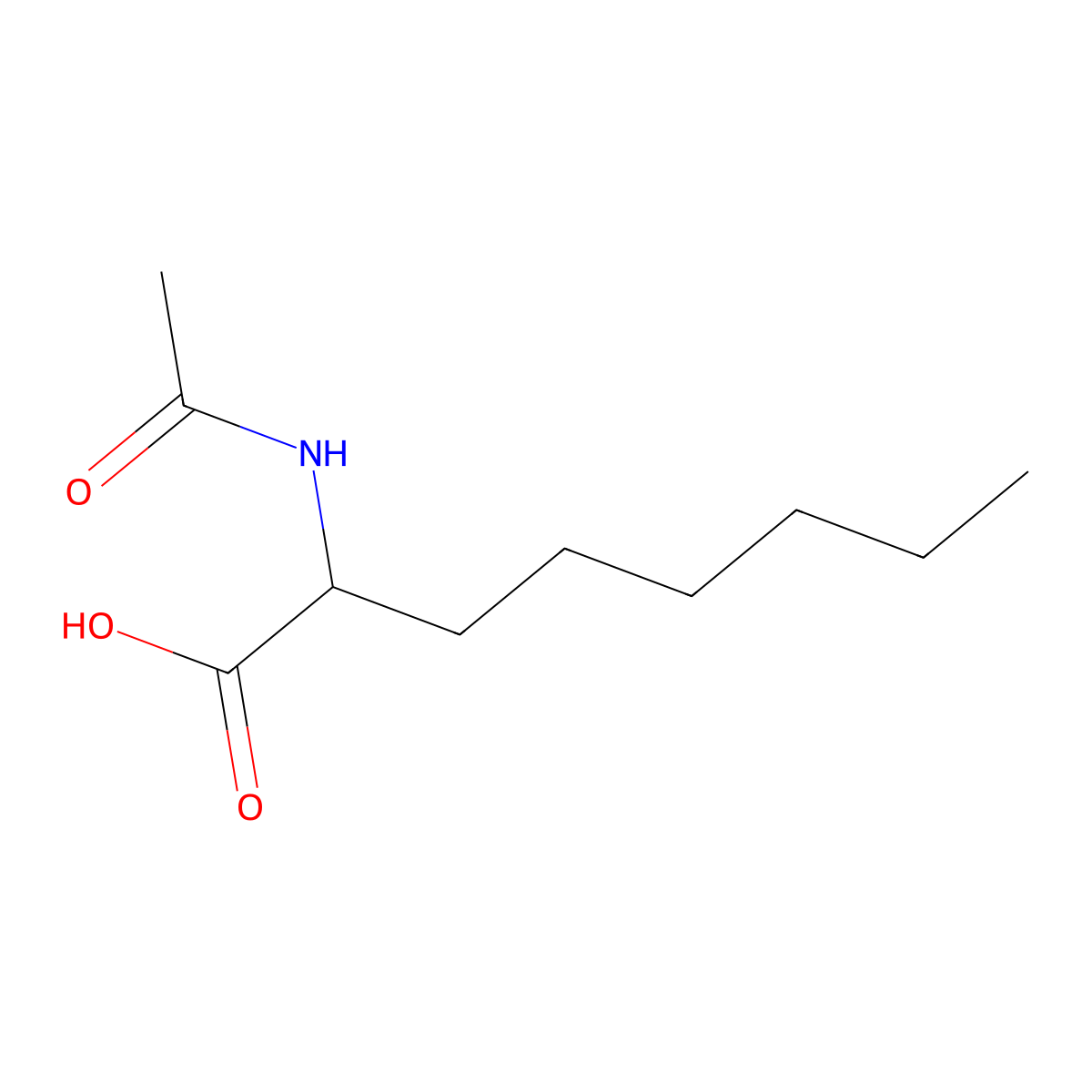 N-acetyl-2-aminooctanoic acid molecular structure, CAS 5440-37-9