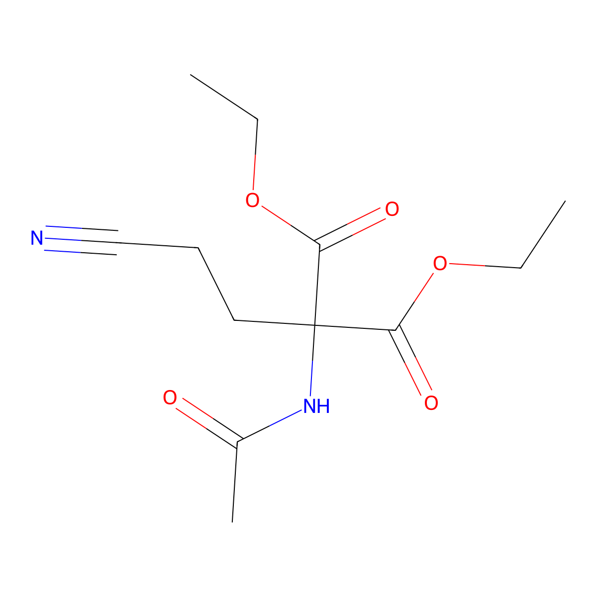 Diethyl acetamido(2-cyanoethyl)propanedioate molecular structure, CAS 5440-42-6