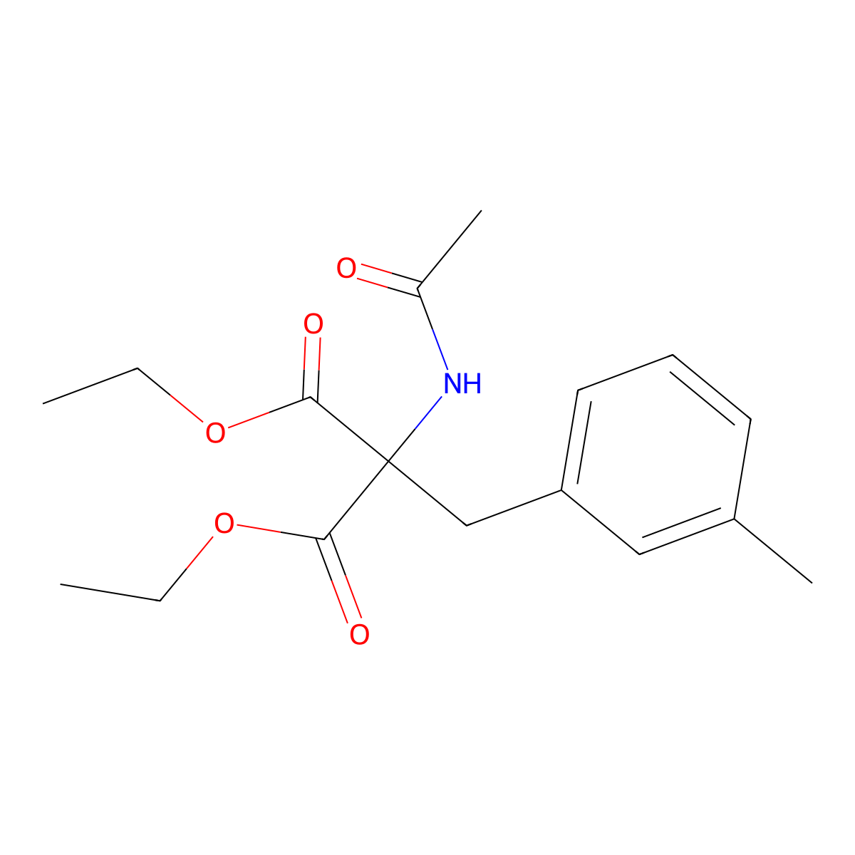 Diethyl 2-acetamido-2-(3-methylbenzyl)malonate molecular structure, CAS 5440-54-0