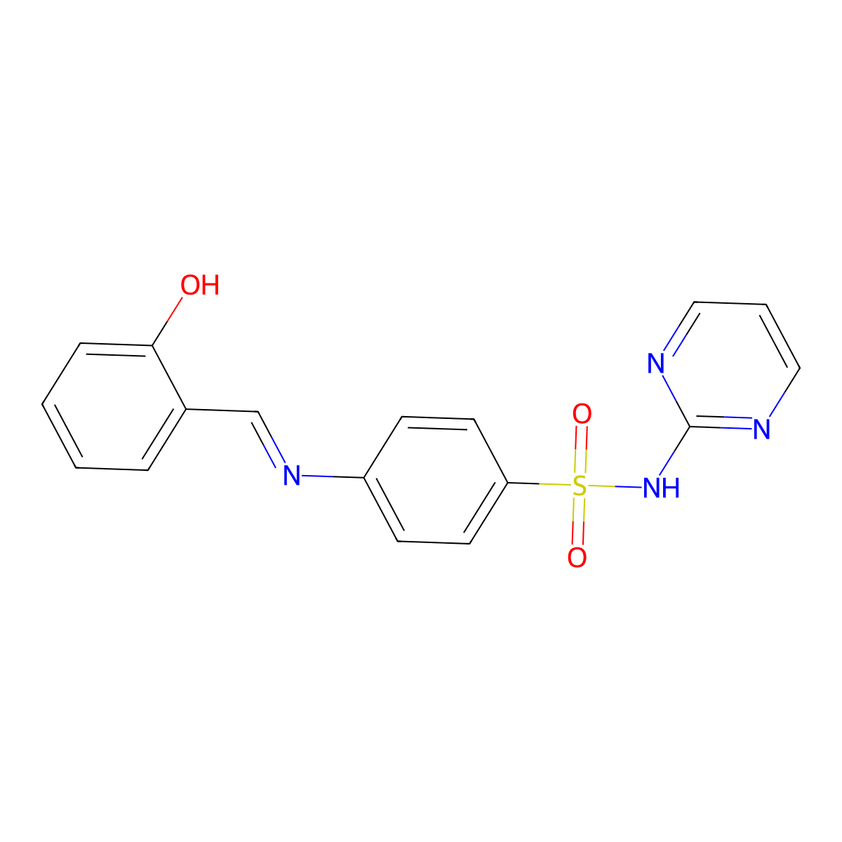 4-[[(2-Hydroxyphenyl)methylene]amino]-N-2-pyrimidinylbenzenesulfonamide molecular structure, CAS 5440-97-1