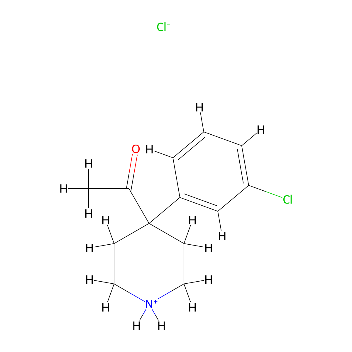 Ethanone, 1-(4-(3-chlorophenyl)-4-piperidinyl)-, hydrochloride molecular structure, CAS 54402-03-8
