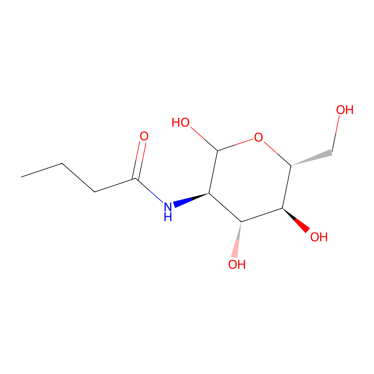 N-((3R,4R,5S,6R)-2,4,5-Trihydroxy-6-(hydroxymethyl)tetrahydro-2H-pyran-3-yl)butyramide molecular structure, CAS 5441-12-3