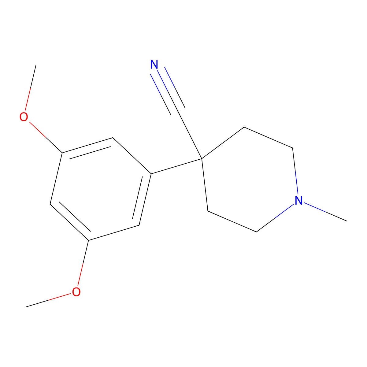 4-(3,5-Dimethoxyphenyl)-1-methyl-4-piperidinecarbonitrile molecular structure, CAS 5441-45-2