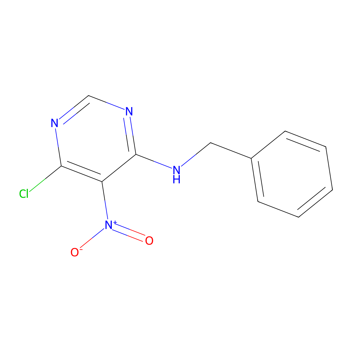 4-Pyrimidinamine, 6-chloro-5-nitro-N-(phenylmethyl)- molecular structure, CAS 54413-44-4