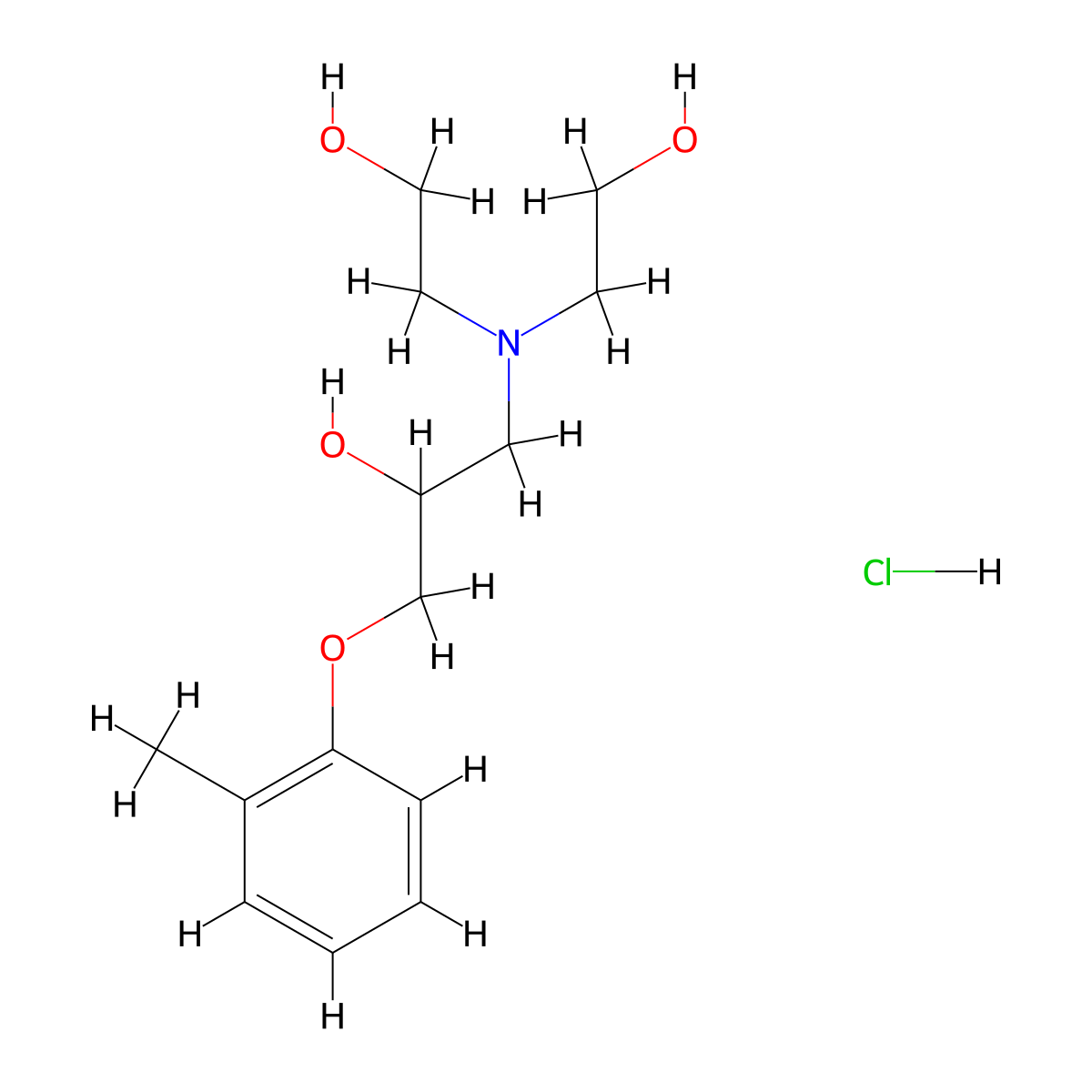 1-[Bis(2-hydroxyethyl)amino]-3-(2-methylphenoxy)propan-2-OL hydrochloride molecular structure, CAS 54414-43-6
