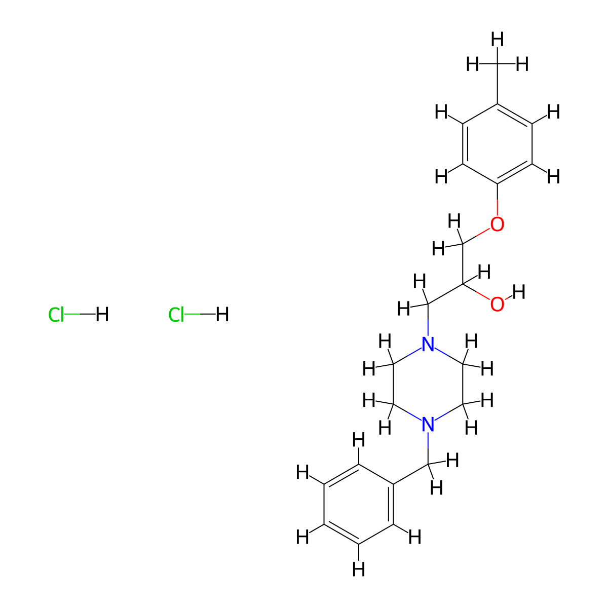 1-(4-Benzylpiperazin-1-yl)-3-(p-tolyloxy)propan-2-ol dihydrochloride molecular structure, CAS 54414-75-4
