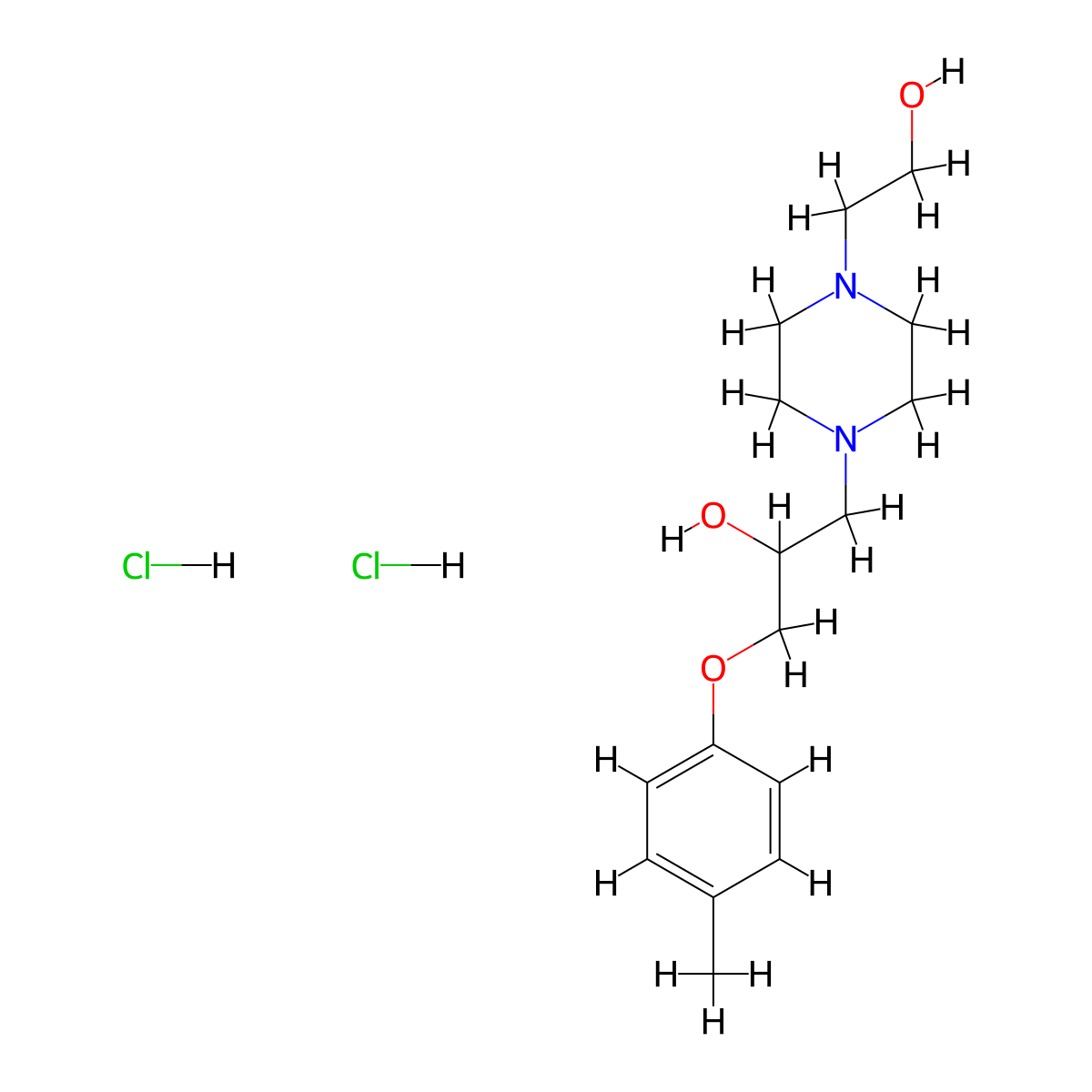 1-(4-(2-Hydroxyethyl)piperazin-1-yl)-3-(p-tolyloxy)propan-2-ol dihydrochloride molecular structure, CAS 54414-80-1