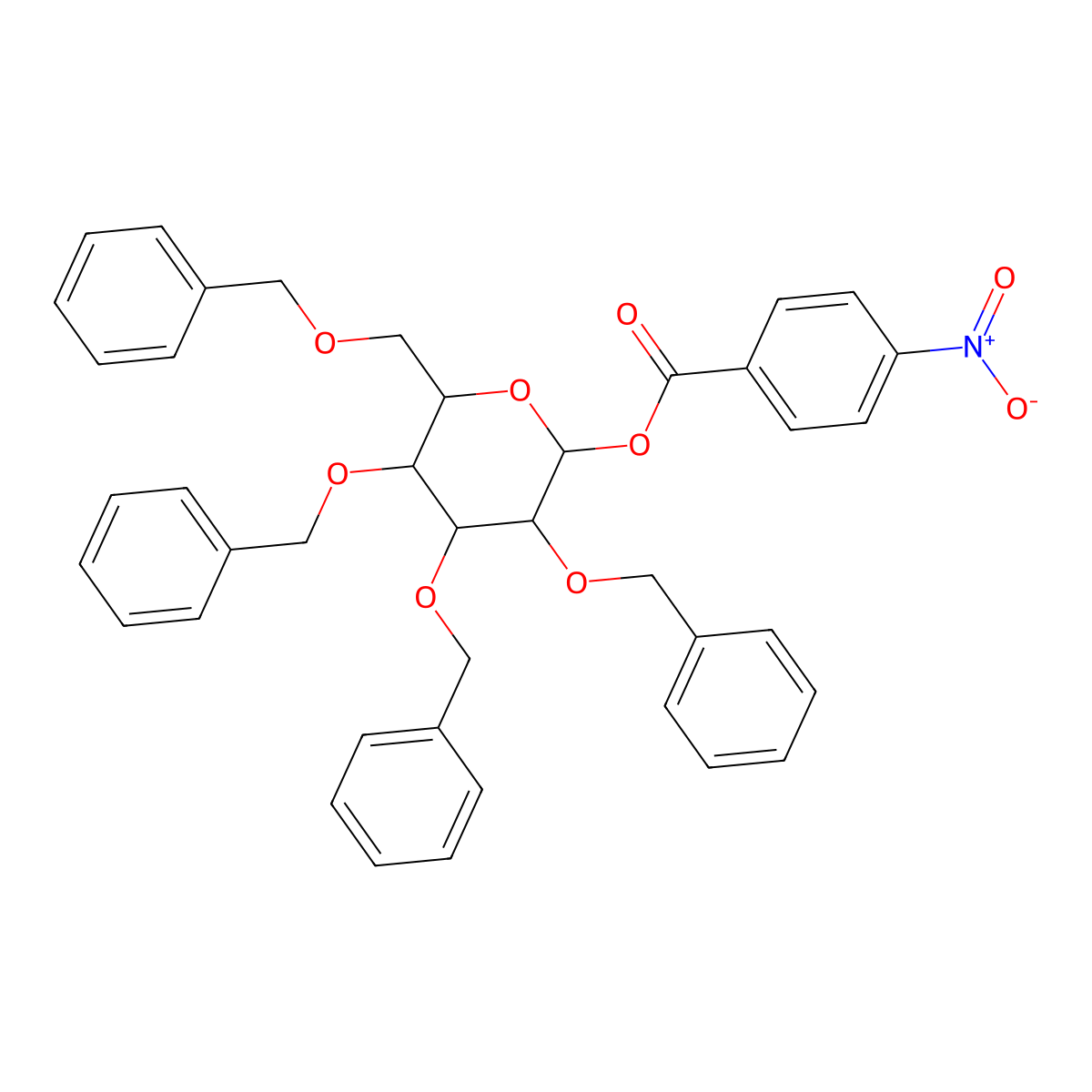 [3,4,5-Tris(phenylmethoxy)-6-(phenylmethoxymethyl)oxan-2-yl] 4-nitrobenzoate molecular structure, CAS 54423-54-0