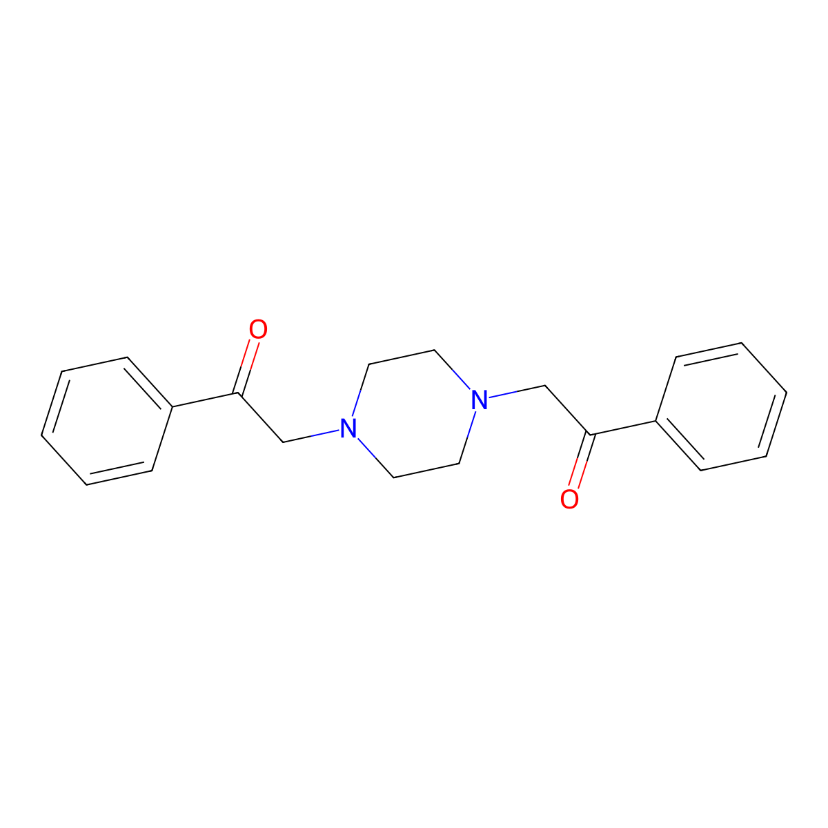 2,2'-Piperazine-1,4-diylbis(1-phenylethanone) molecular structure, CAS 5443-06-1