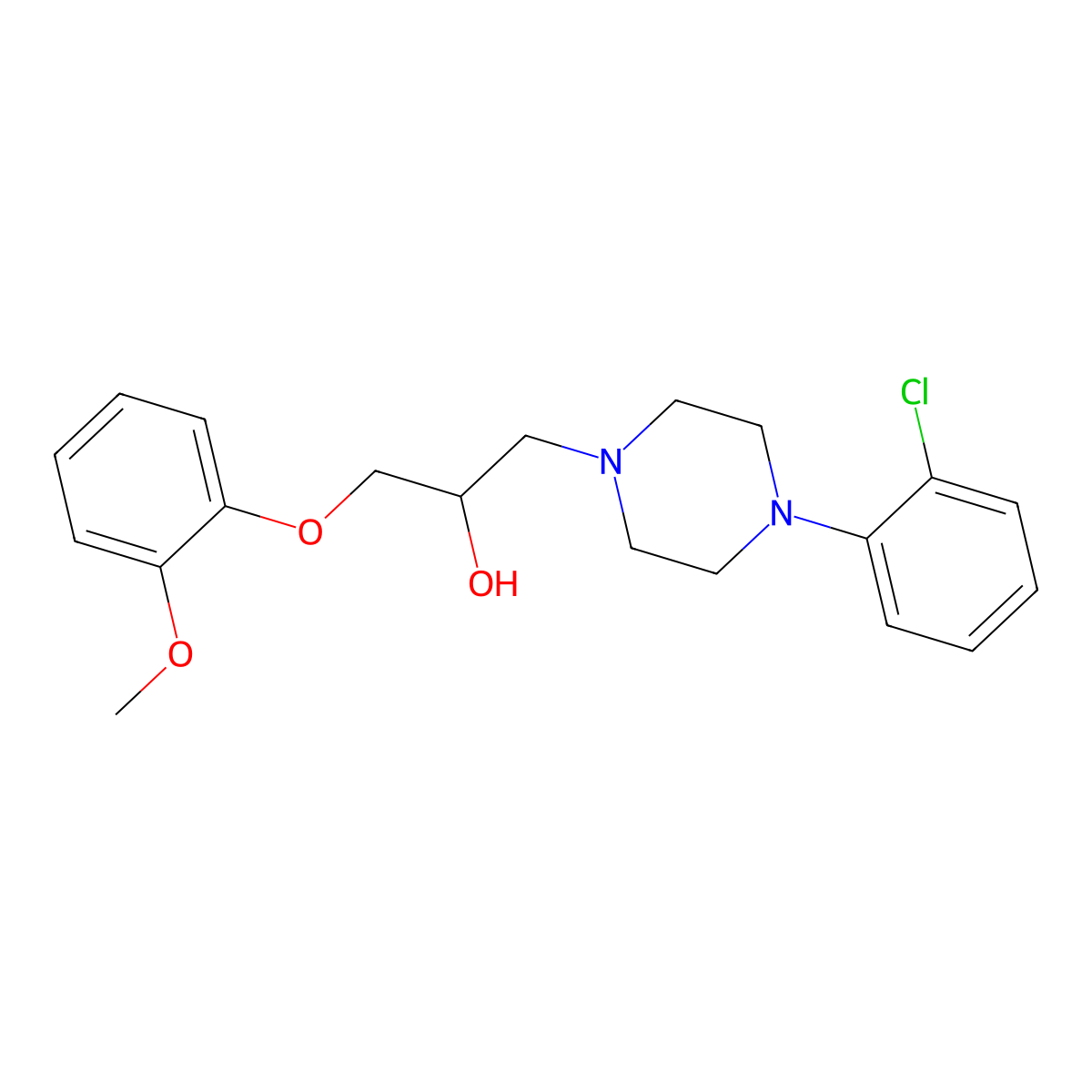 1-[4-(2-Chlorophenyl)piperazin-1-yl]-3-(2-methoxyphenoxy)propan-2-ol molecular structure, CAS 5443-29-8