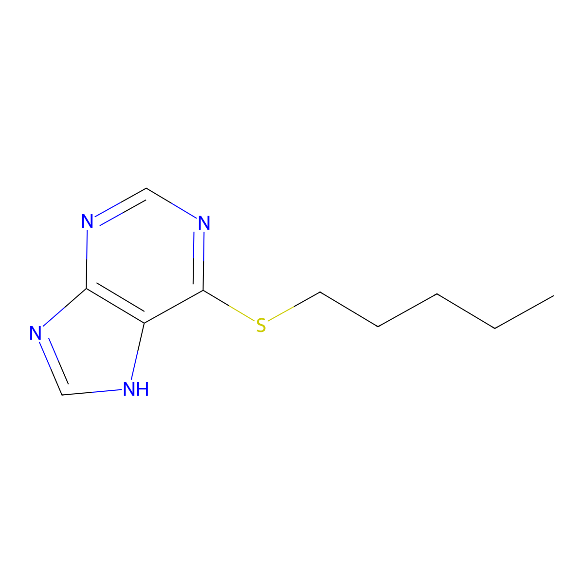6-(Pentylthio)purine molecular structure, CAS 5443-89-0
