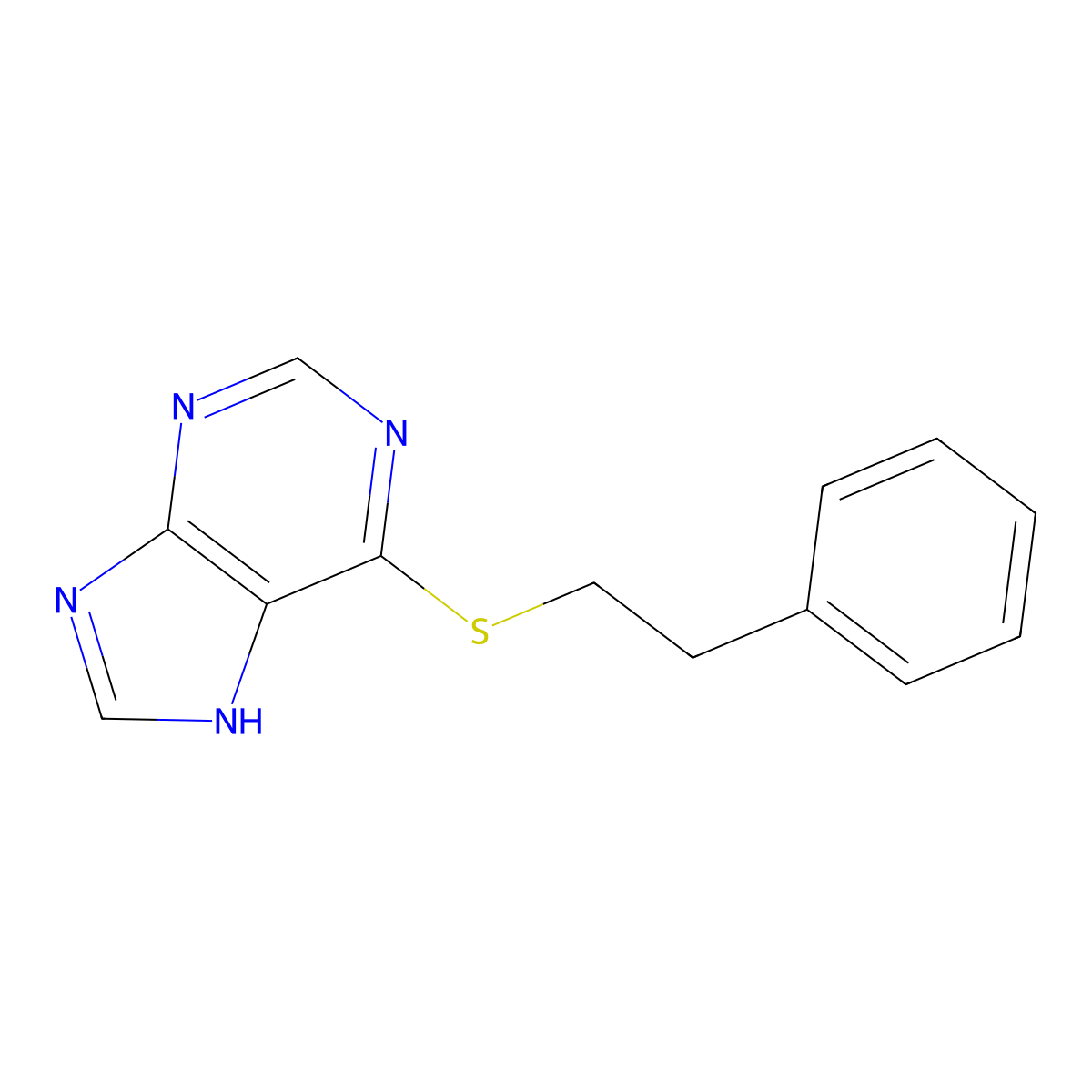 6-[(2-phenylethyl)sulfanyl]-9H-purine molecular structure, CAS 5443-90-3