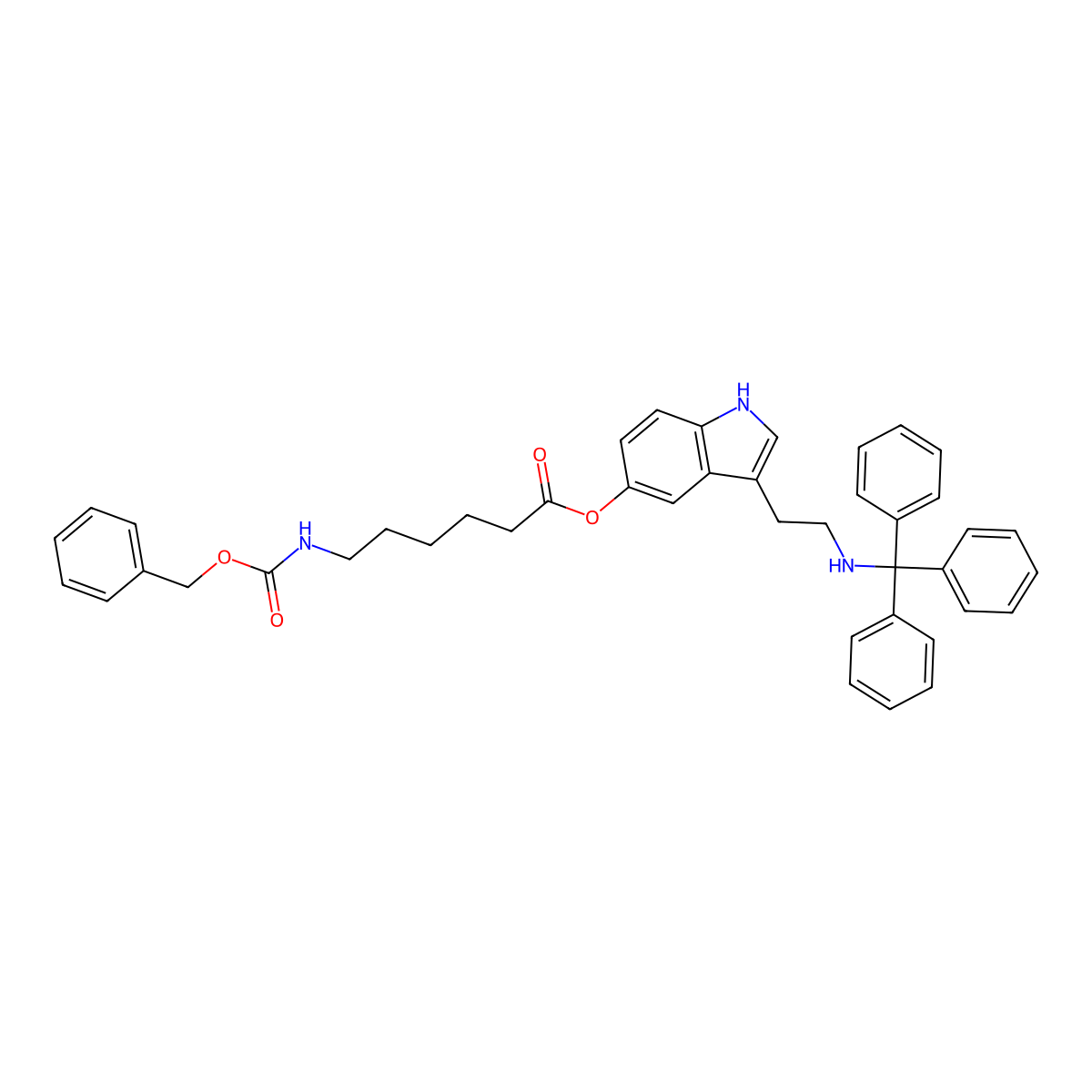 3-(2-(Tritylamino)ethyl)-1H-indol-5-yl 6-(((benzyloxy)carbonyl)amino)hexanoate molecular structure, CAS 54430-85-2