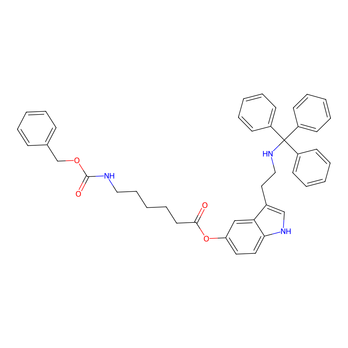 3-(2-(Tritylamino)ethyl)-1H-indol-5-yl 6-(((benzyloxy)carbonyl)amino)hexanoate molecular structure, CAS 54430-85-2