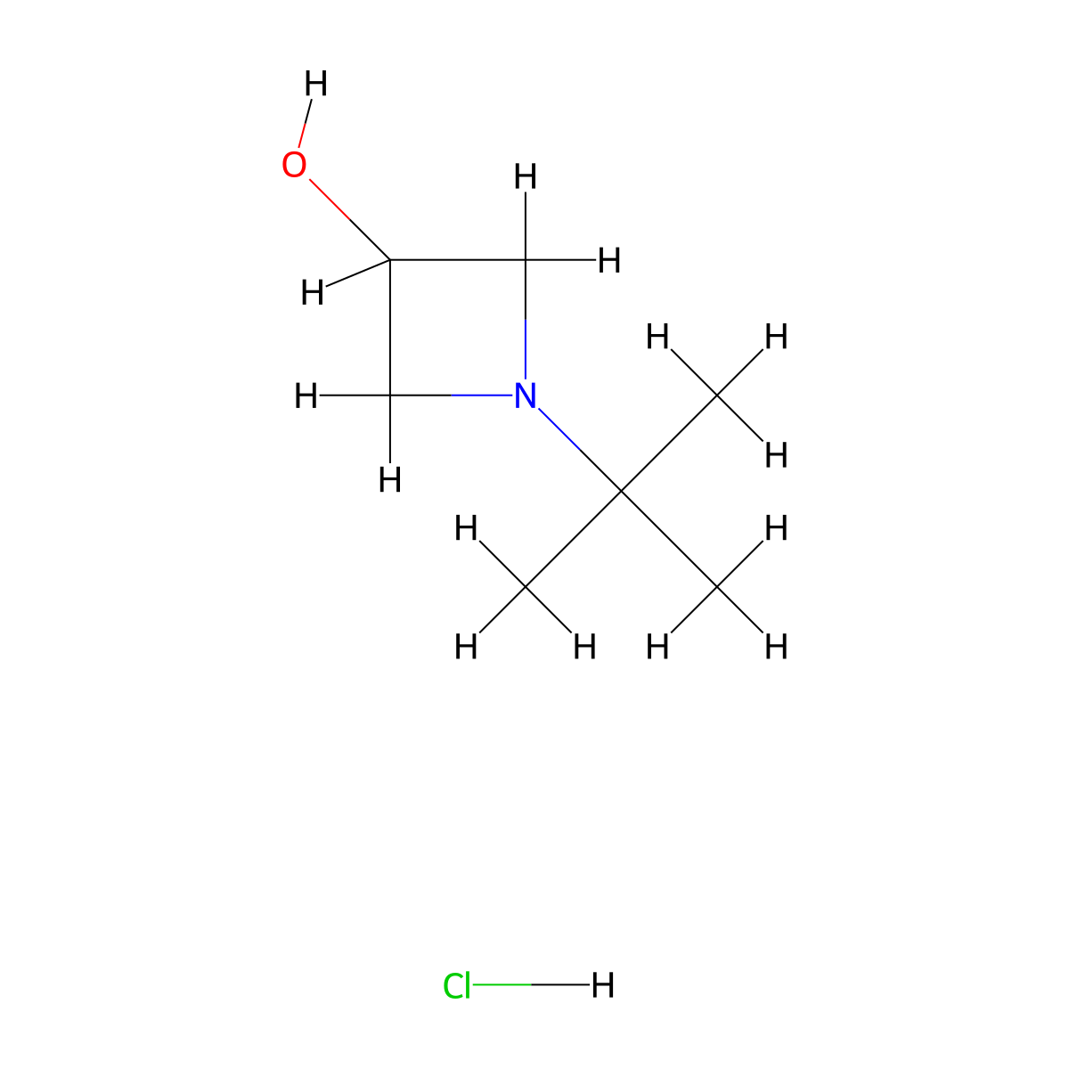 1-Tert-butylazetidin-3-ol hydrochloride molecular structure, CAS 54431-33-3